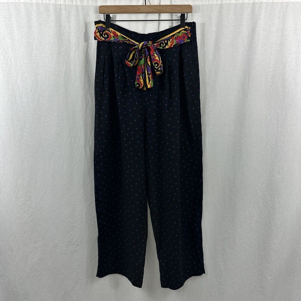 Betty & Sheila Vintage Geo Print Tie Waist Parachute Pants Womens Size 3 Retro